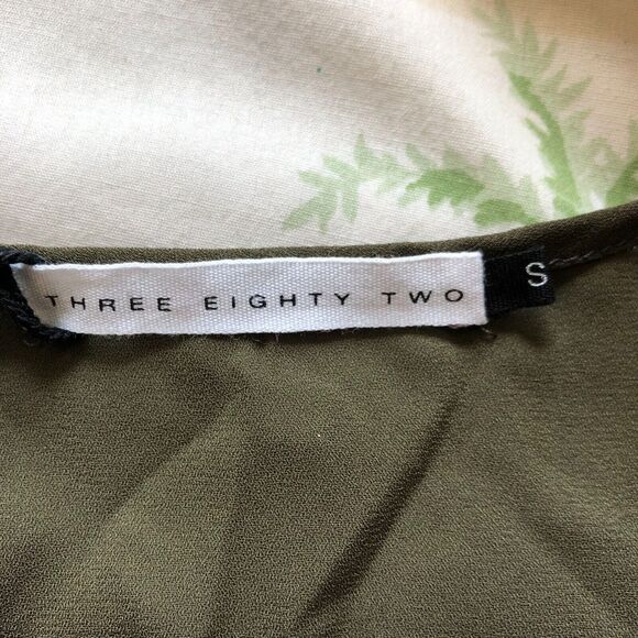 Three Eighty‎ Two Womens Blouse S Olive Green Jackson Surplice V-neck NWT - Picture 6 of 9